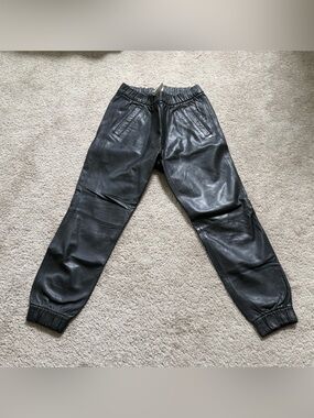 GAP Black Leather Jogger Pants